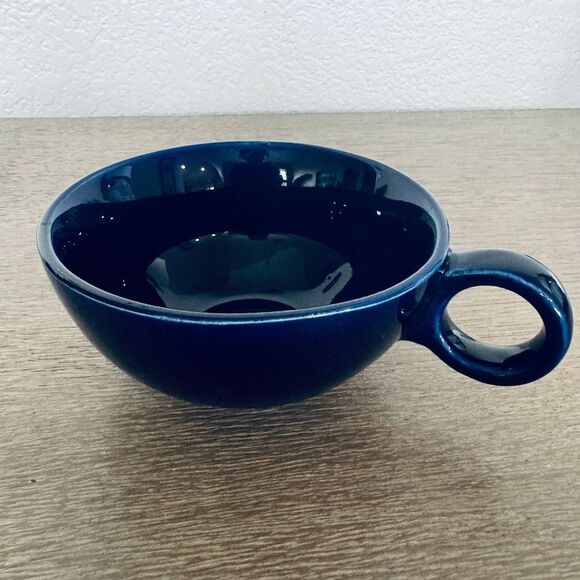 Navy Blue Japanese Glazed Ceramic Tea Mug Cup Stacked Set - Picture 8 of 9